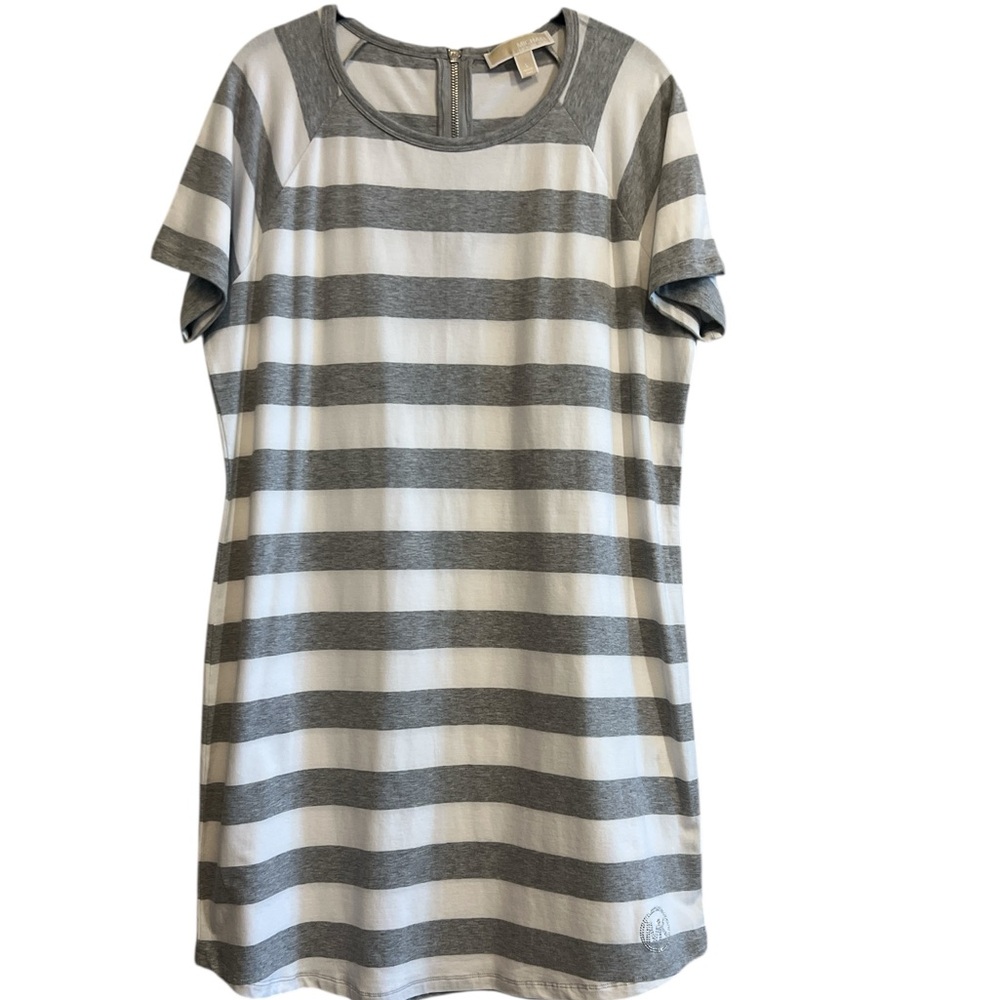 MICHAEL Michael Kors Gray And White T-Shirt Dress Size Large